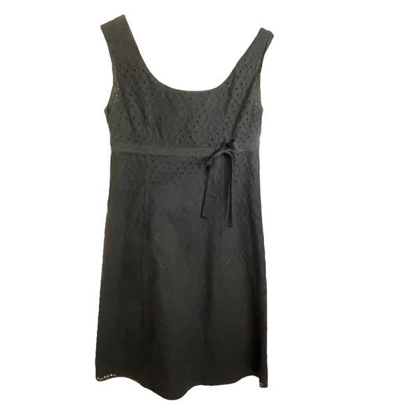 Ann Taylor Dress Sleeveless Eyelet Design Front Bow‎ Black Women's Size 2 - Picture 1 of 5